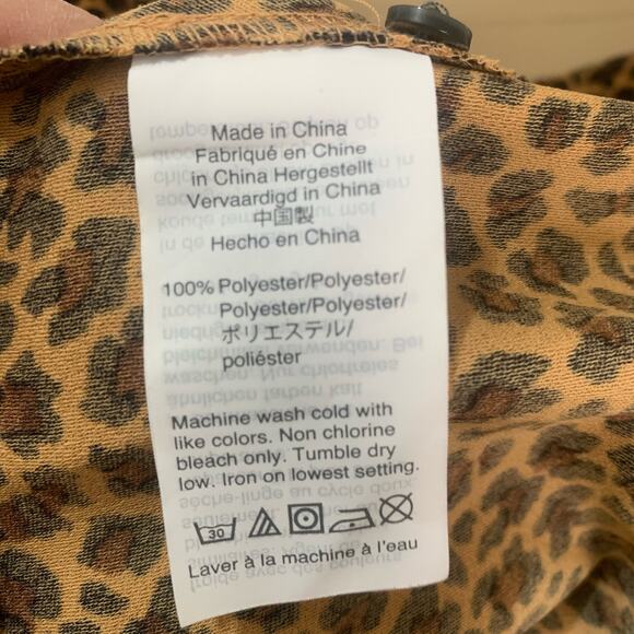 J. Crew Size S Peplum Sara Leopard Print Wrap Top Blouse Black Tan Long Sleeve - Picture 15 of 15